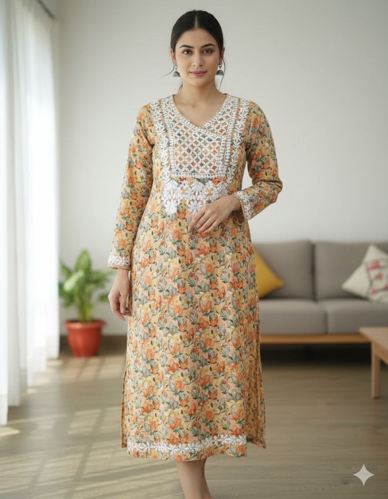 YLO Printed Original Lakhnavi Kurti