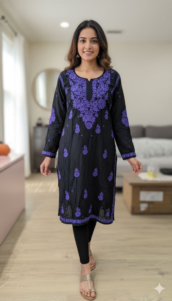 LAV Black Base Original Lakhnavi Kurti