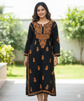 Org Black Base Original Lakhnavi Kurti
