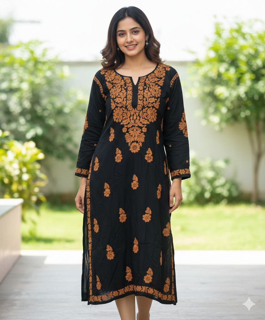 Org Black Base Original Lakhnavi Kurti