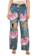 Sequence work shoe jeans jaggings