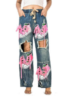 Sequence work shoe jeans jaggings