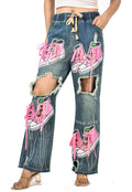 Sequence work shoe jeans jaggings