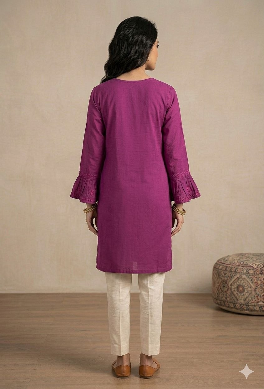 Mrn Plain Original Lakhnavi Angrakha Kurti