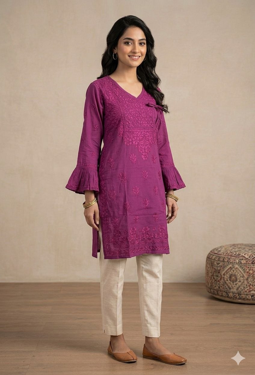 Mrn Plain Original Lakhnavi Angrakha Kurti