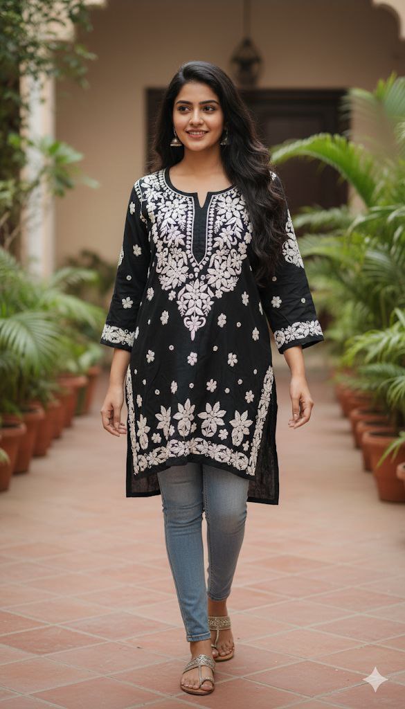 Blk Short  Original Lakhnavi Kurti