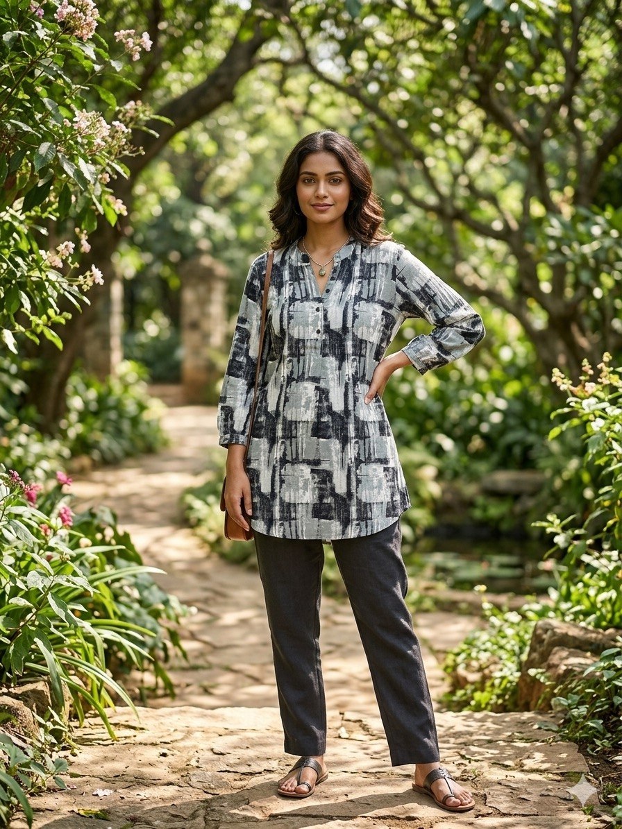 Bkgy Ikkat Kurti