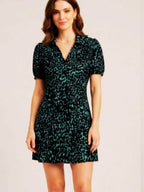 VIV26-226BLK V Neck Dress