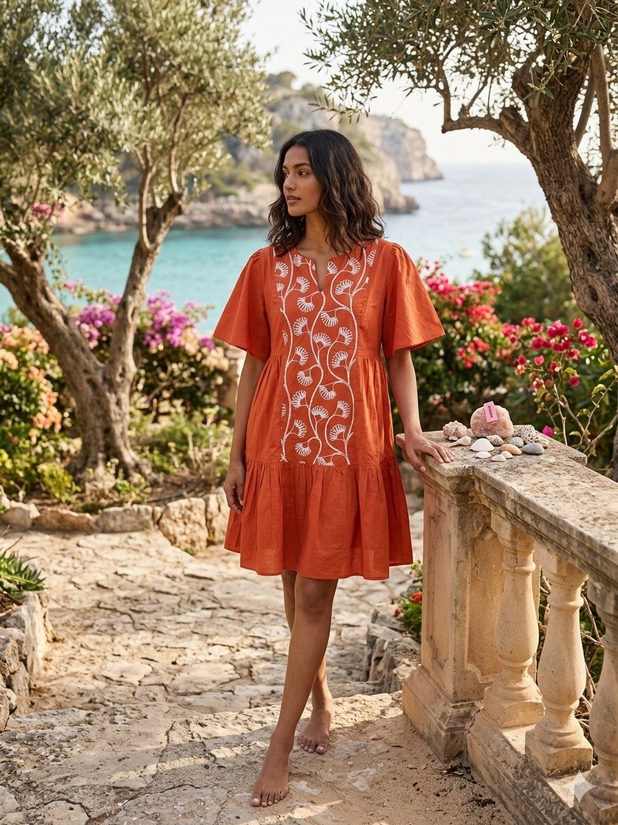 Rust Cotton Kurti
