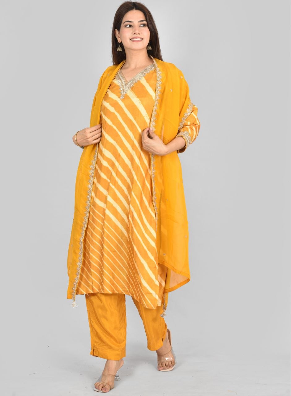 Ylw Gota Pure Chinon Suit