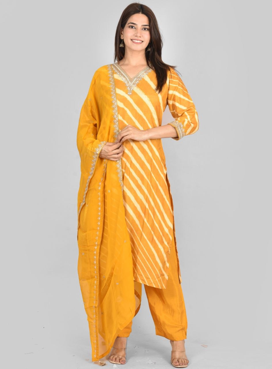 Ylw Gota Pure Chinon Suit