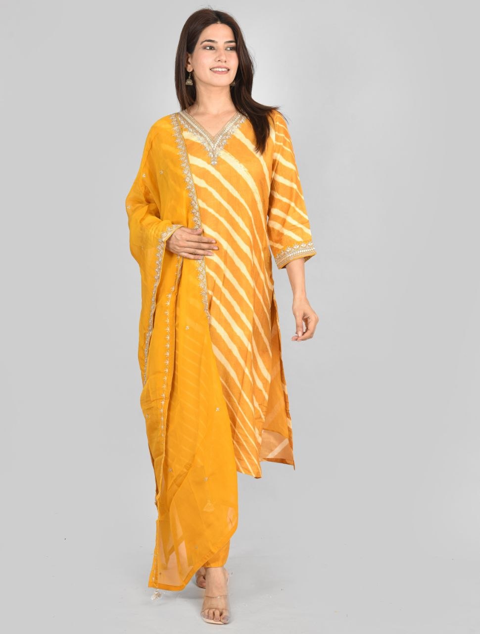 Ylw Gota Pure Chinon Suit