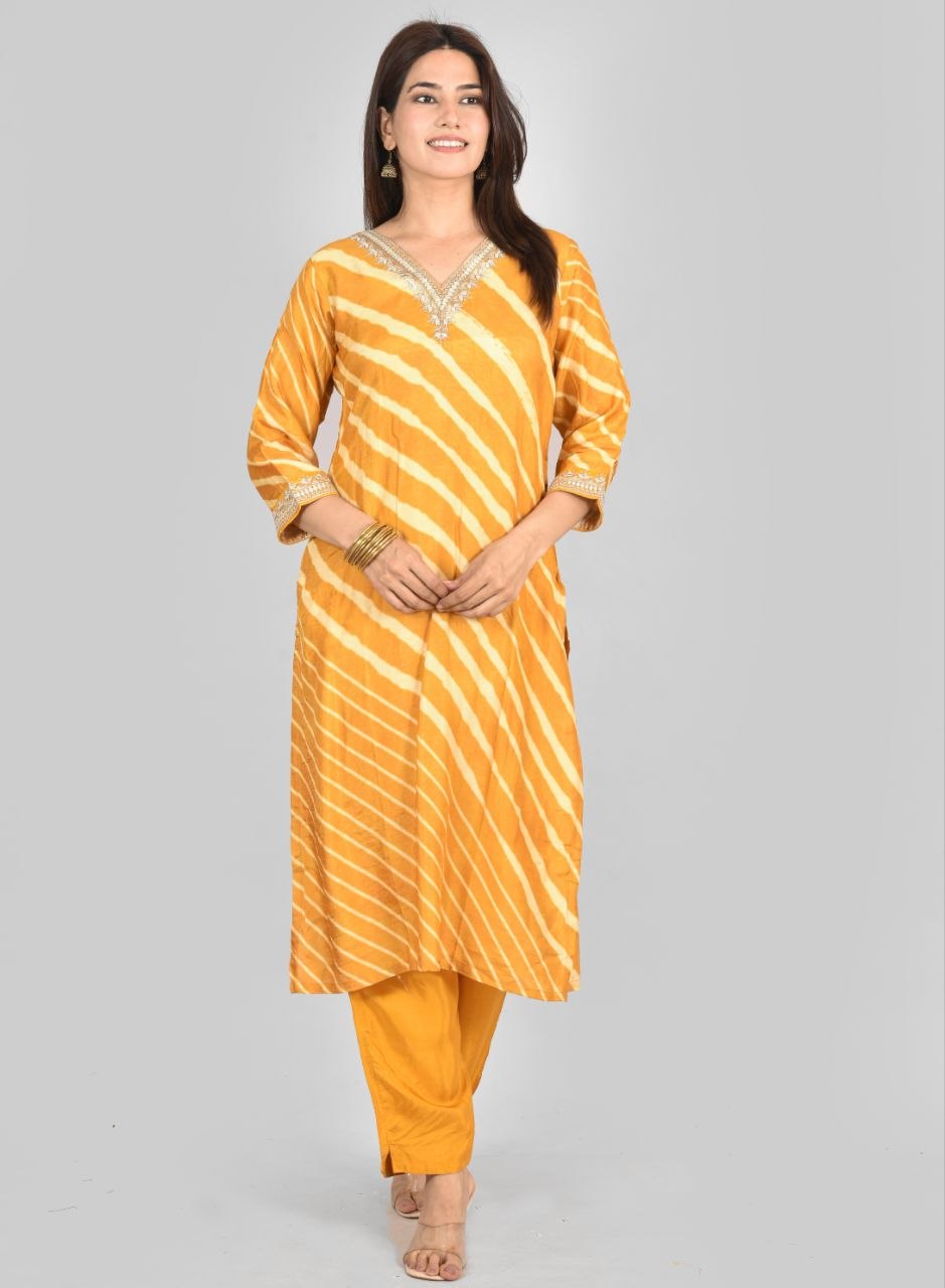 Ylw Gota Pure Chinon Suit