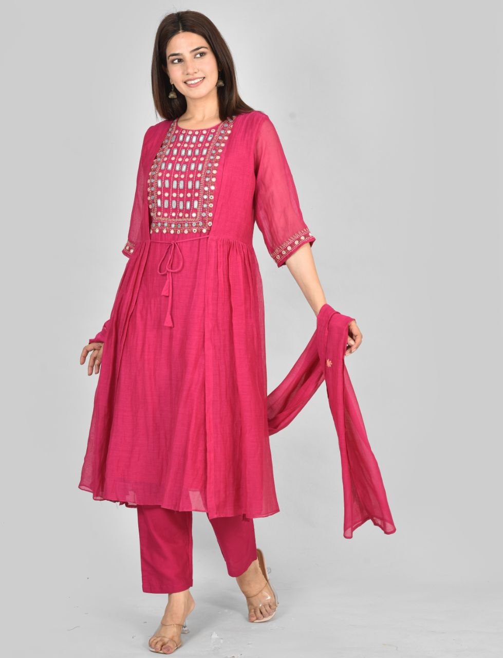 Pnk Mirror Work Mulchenderi Suit