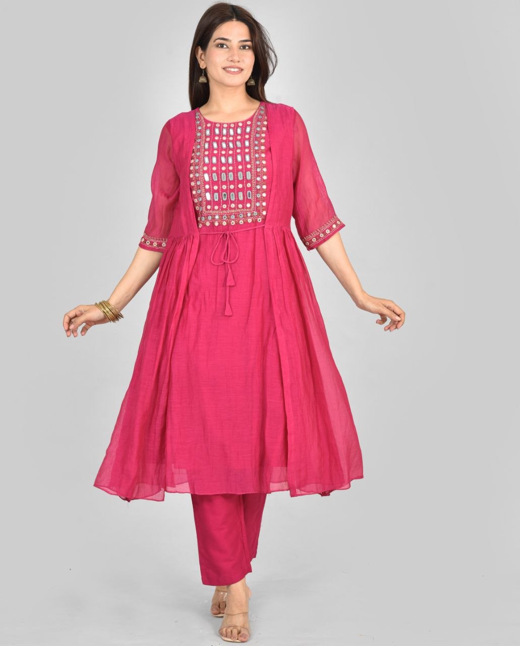 Pnk Mirror Work Mulchenderi Suit