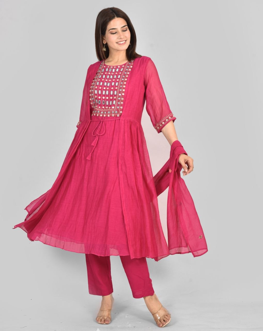 Pnk Mirror Work Mulchenderi Suit