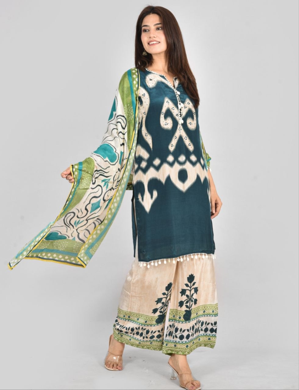 Bkg Digital Print Pure Chinon Suit