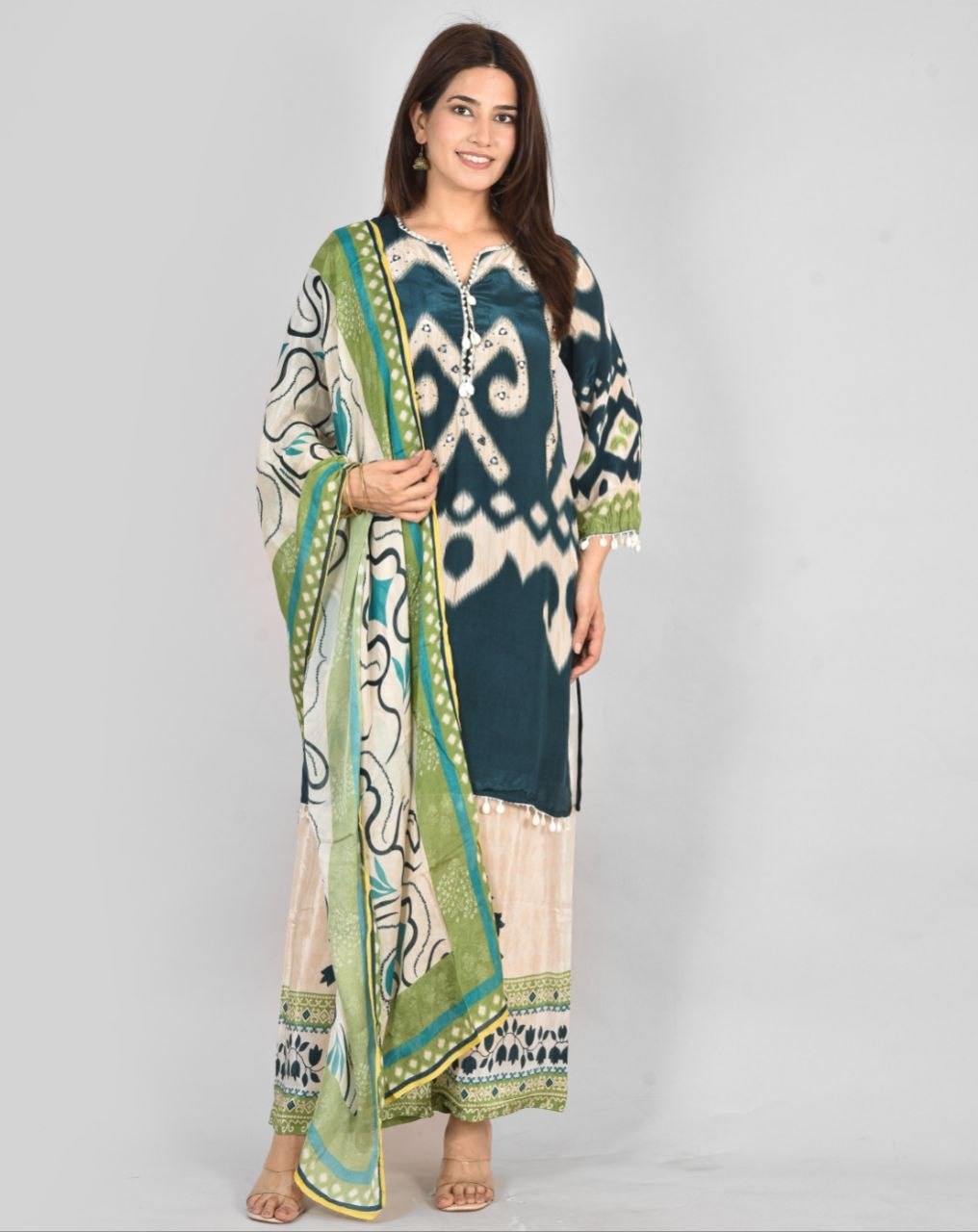 Bkg Digital Print Pure Chinon Suit