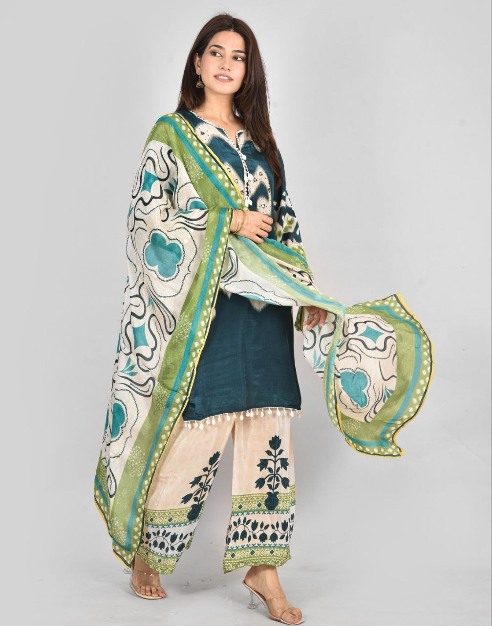 Bkg Digital Print Pure Chinon Suit