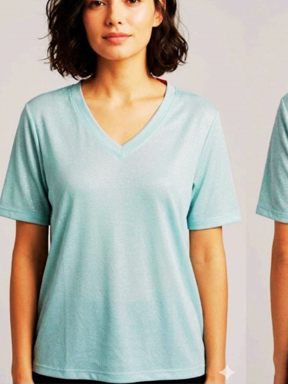 VIV26-217 V Neck Plain T Shirt