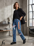 rainbow straight fit jeans