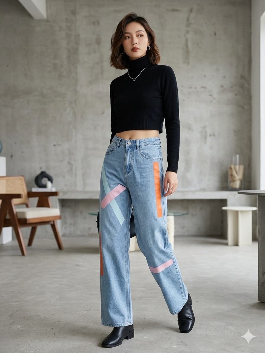 rainbow straight fit jeans