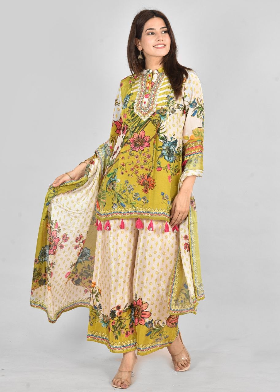 Pg Flora Tussel Chinon Digital Print Suit
