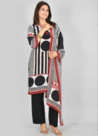 Bk Polka Dot Chinon Digital Print Suit