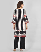 Bk Polka Dot Chinon Digital Print Suit