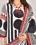 Bk Polka Dot Chinon Digital Print Suit