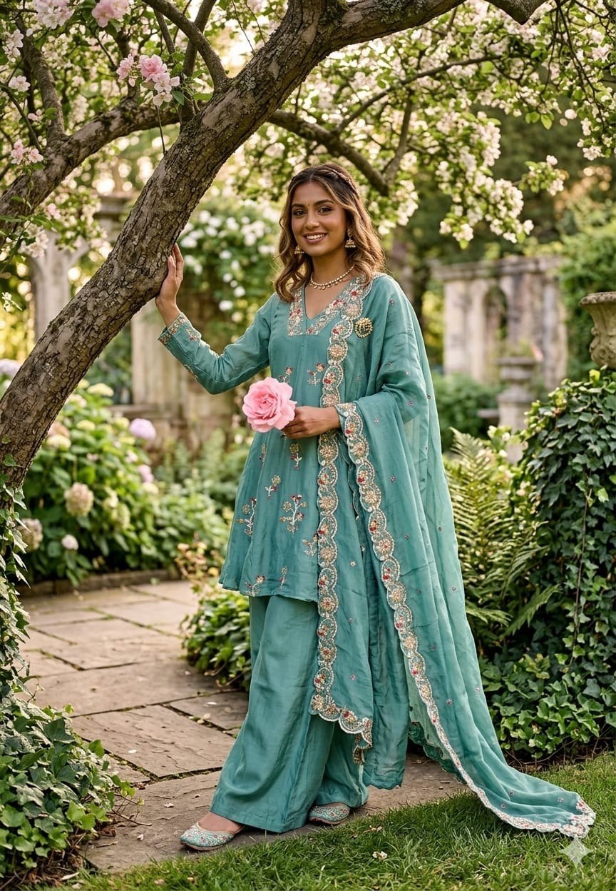 Green Rukaiya Suit