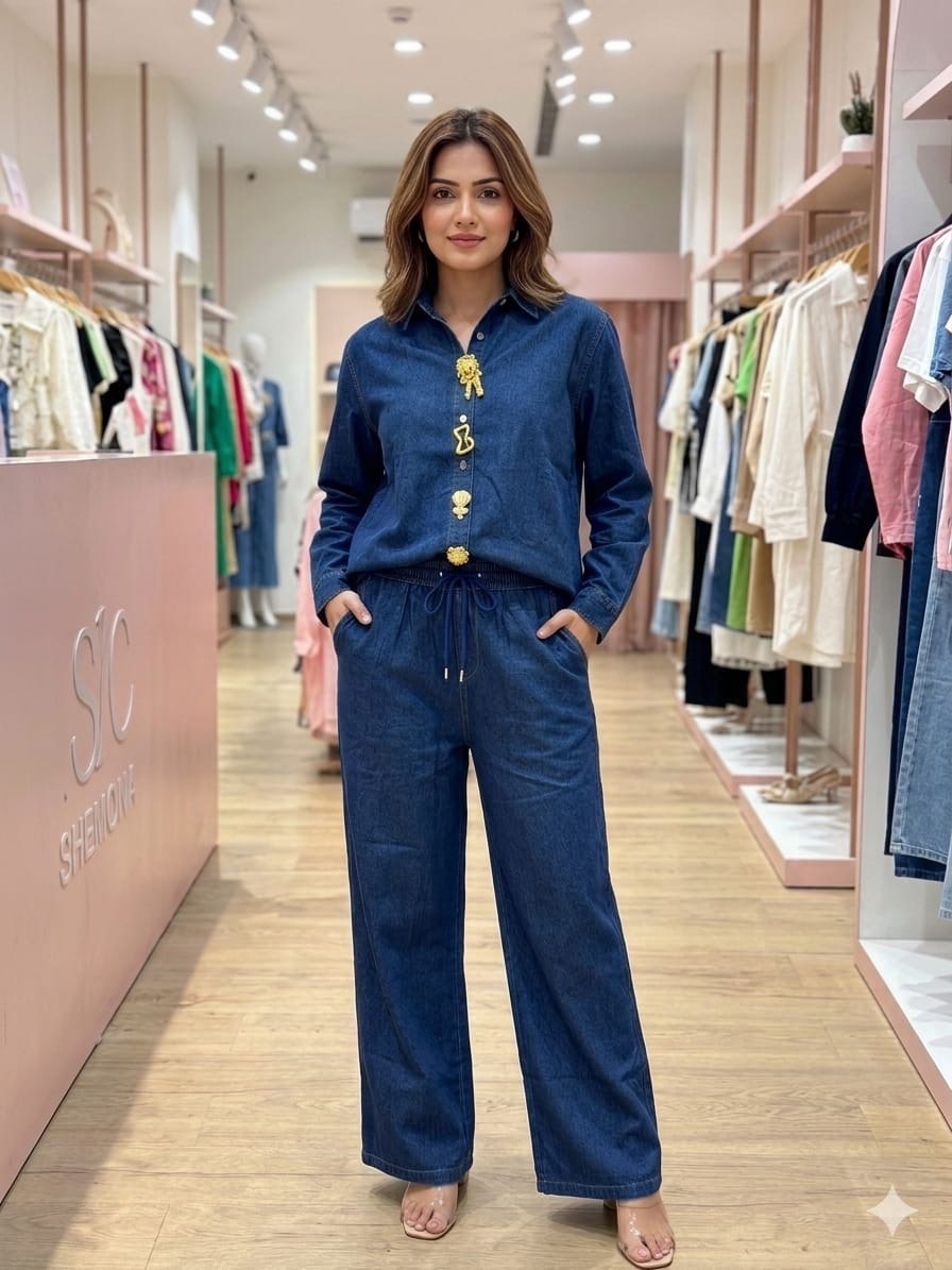 Evil eye denim co-ord set