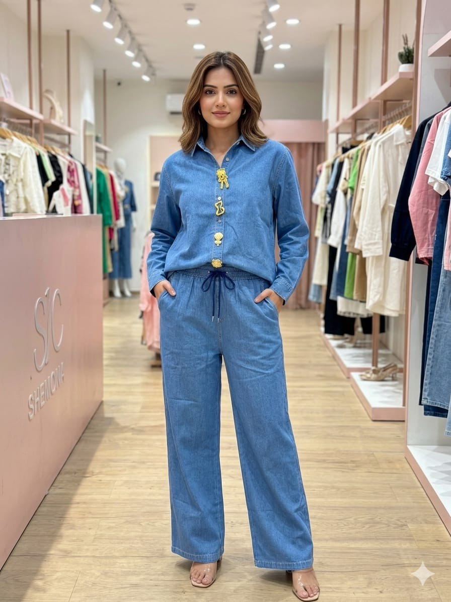 Evil eye denim co-ord set