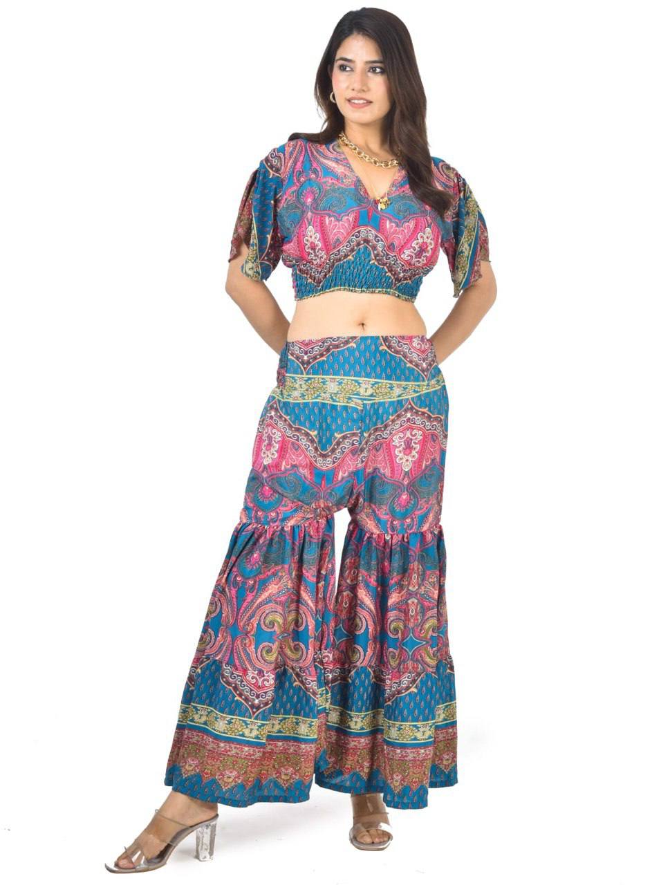 KYLIE PNK SHARARA CO-ORD SET