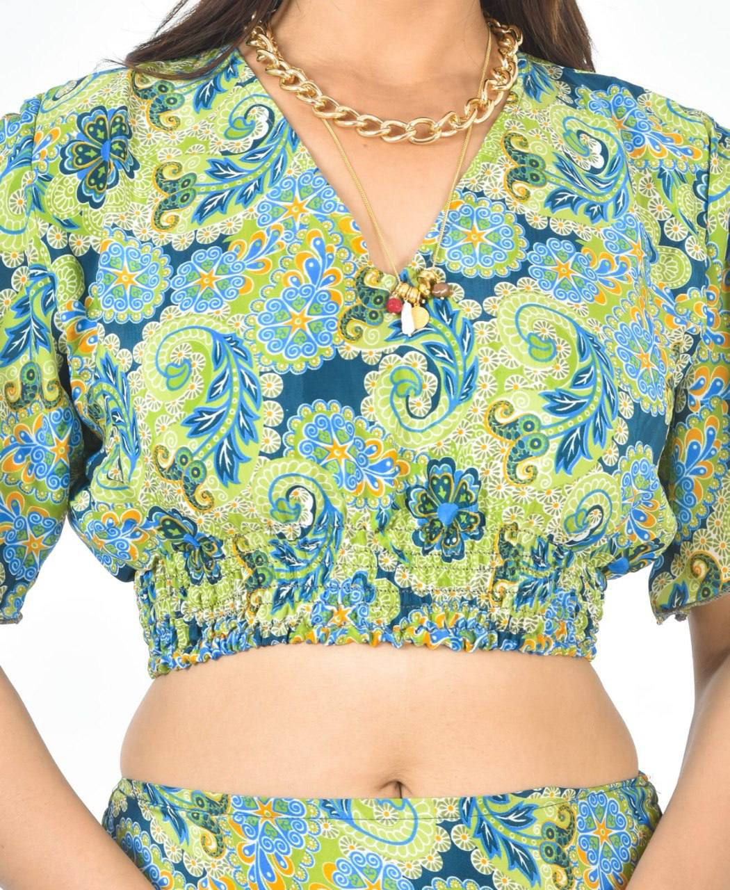 KYLIE GRN SHARARA CO-ORD SET