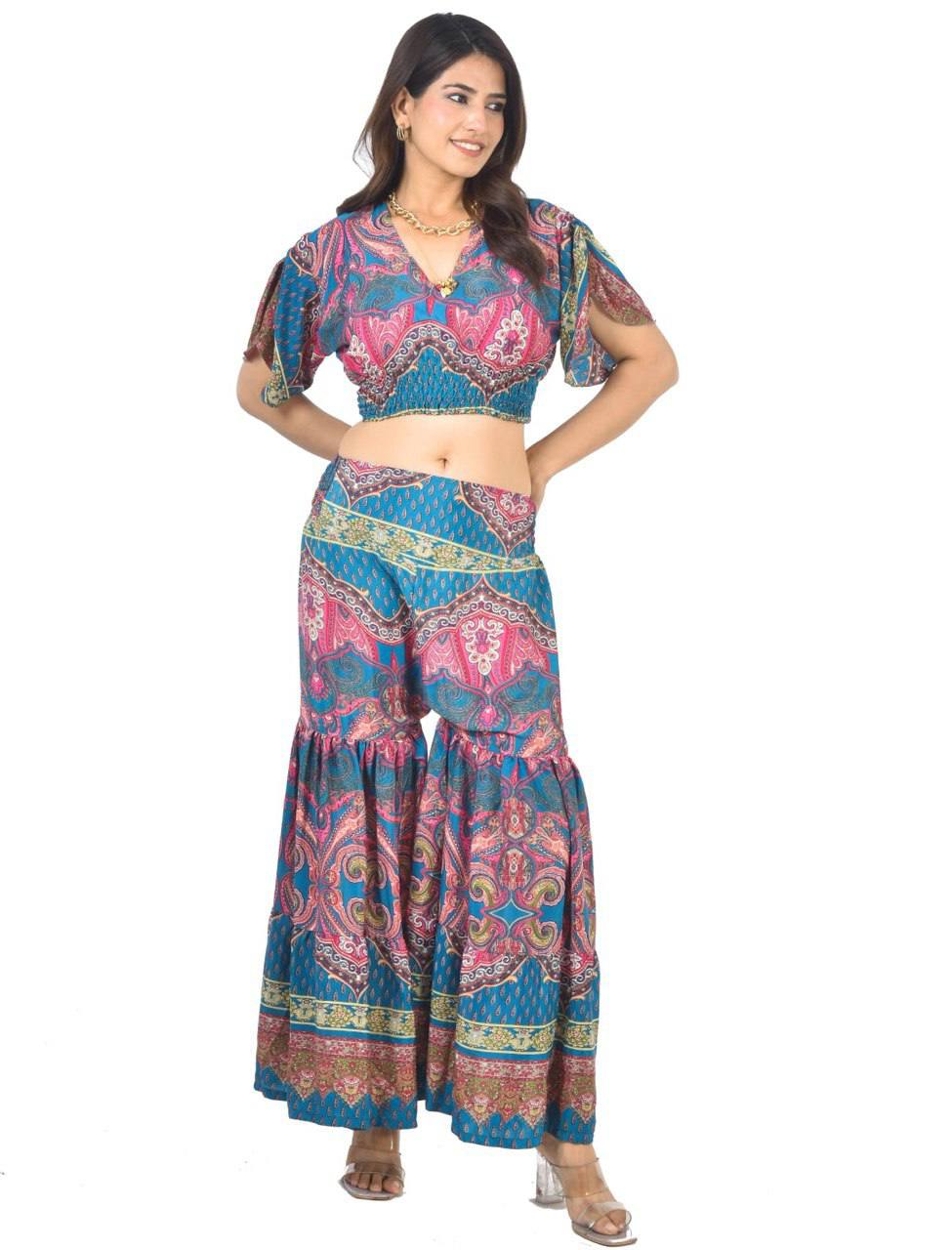 KYLIE PNK SHARARA CO-ORD SET