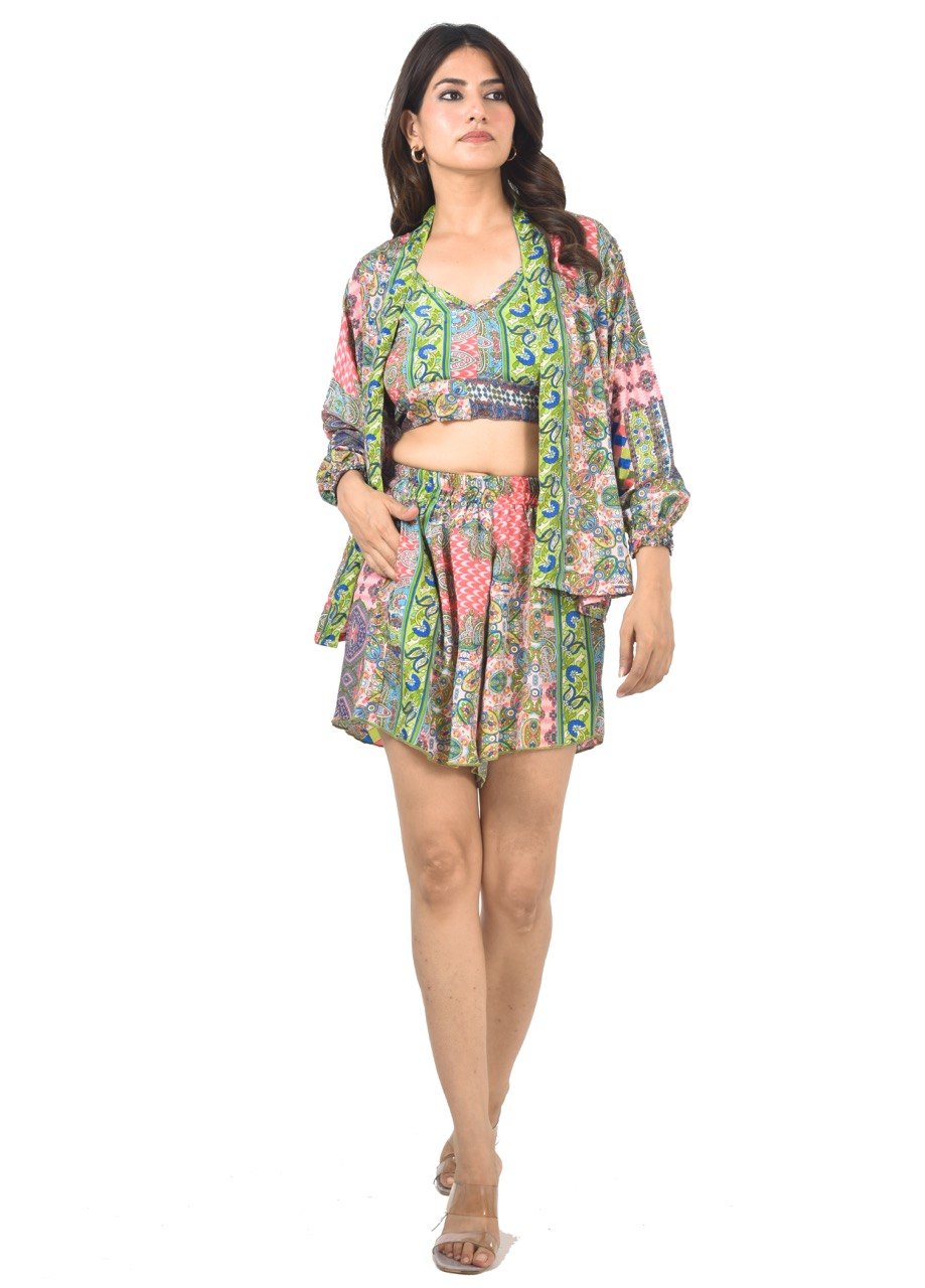 NORA 3-PIECE(P-MU) SHORT CO-ORD SET
