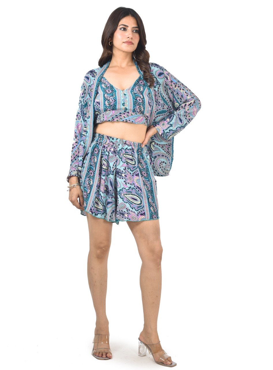 NORA 3-PIECE(BL) SHORT CO-ORD SET