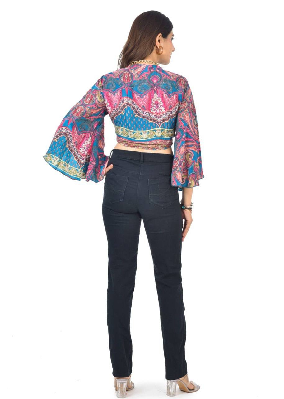 Ada pink tie-up crop top