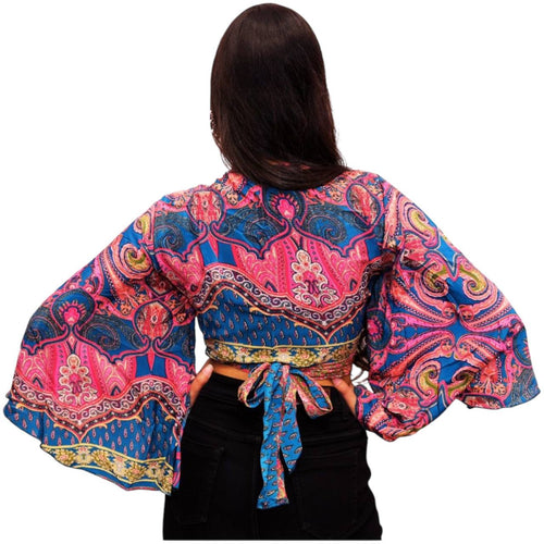 Ada pink tie-up crop top