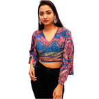 Ada pink tie-up crop top