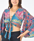 Ada pink tie-up crop top