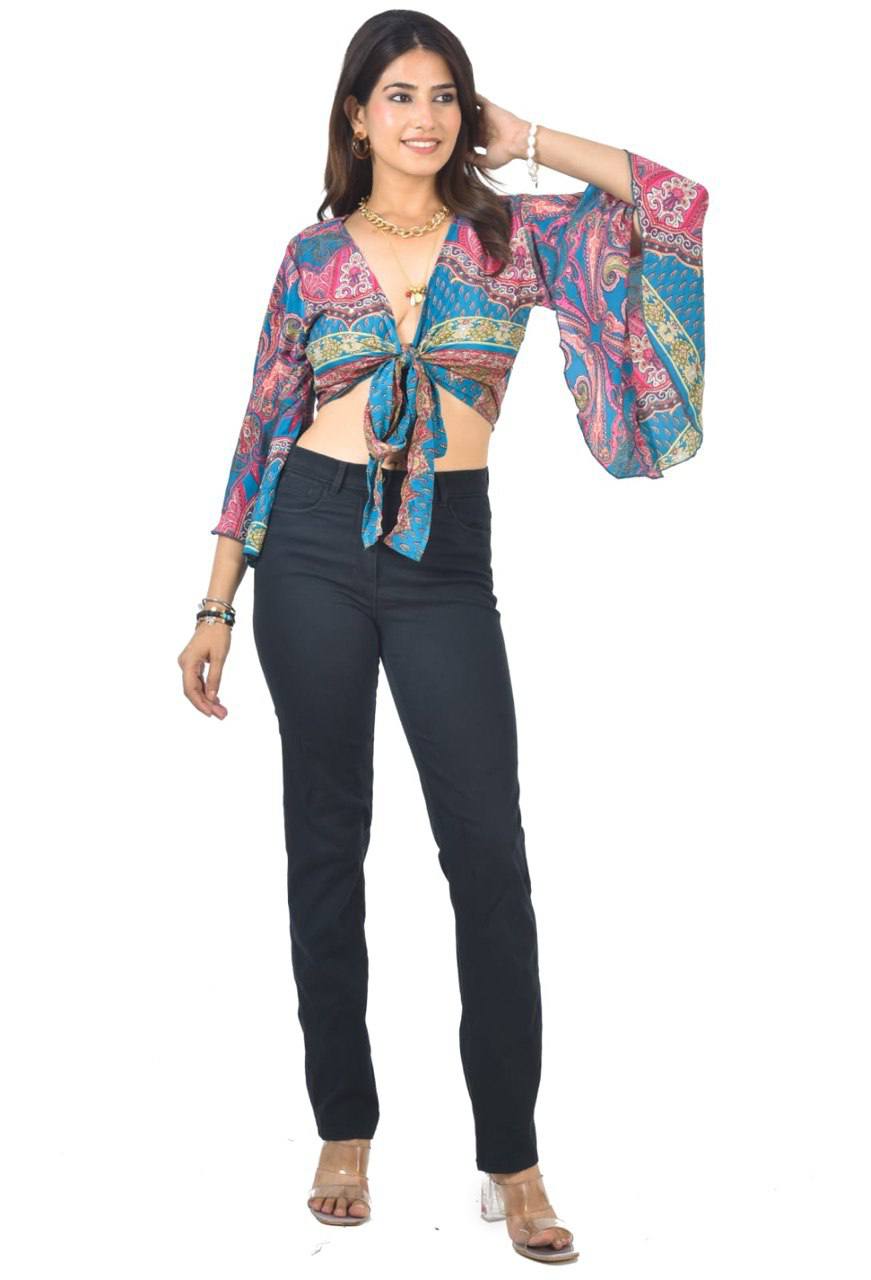 Ada pink tie-up crop top