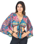 Ada pink tie-up crop top