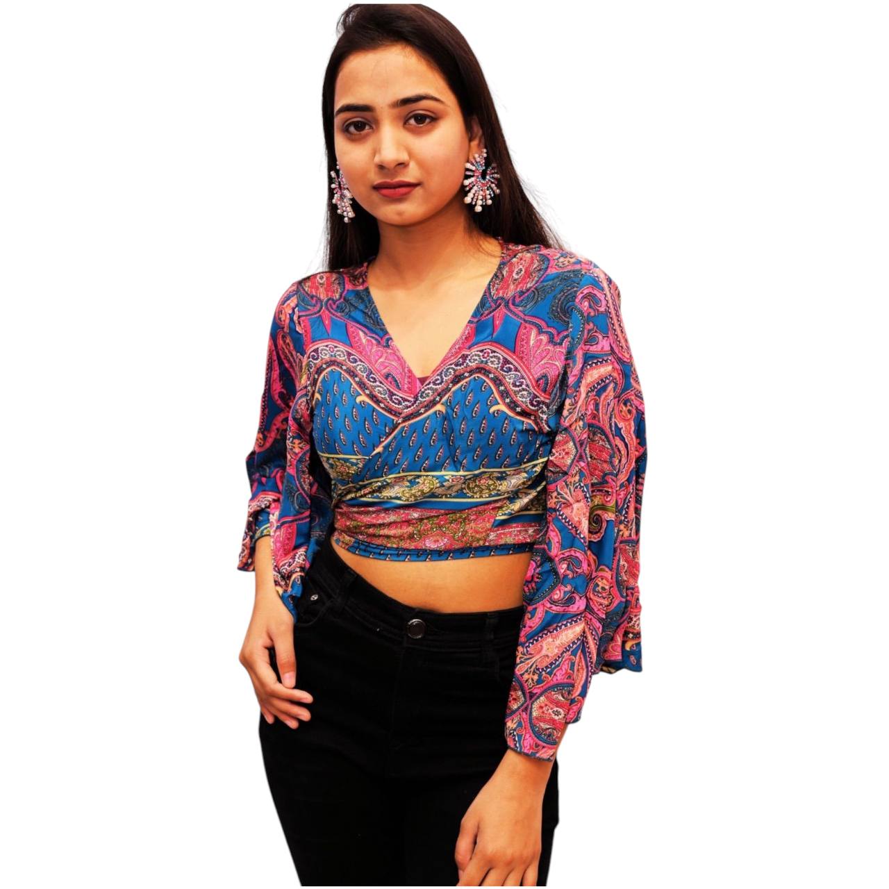 Ada pink tie-up crop top