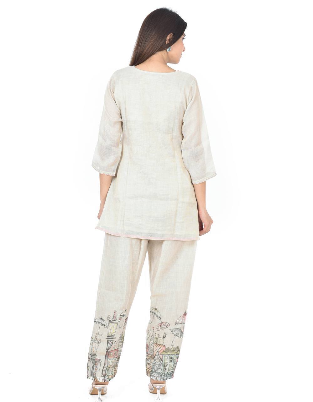 Cream Embro Co-Ord Set