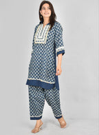Indigo Bagroo Lace Co-Ord Set