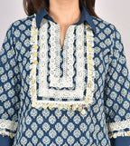 Indigo Bagroo Lace Co-Ord Set