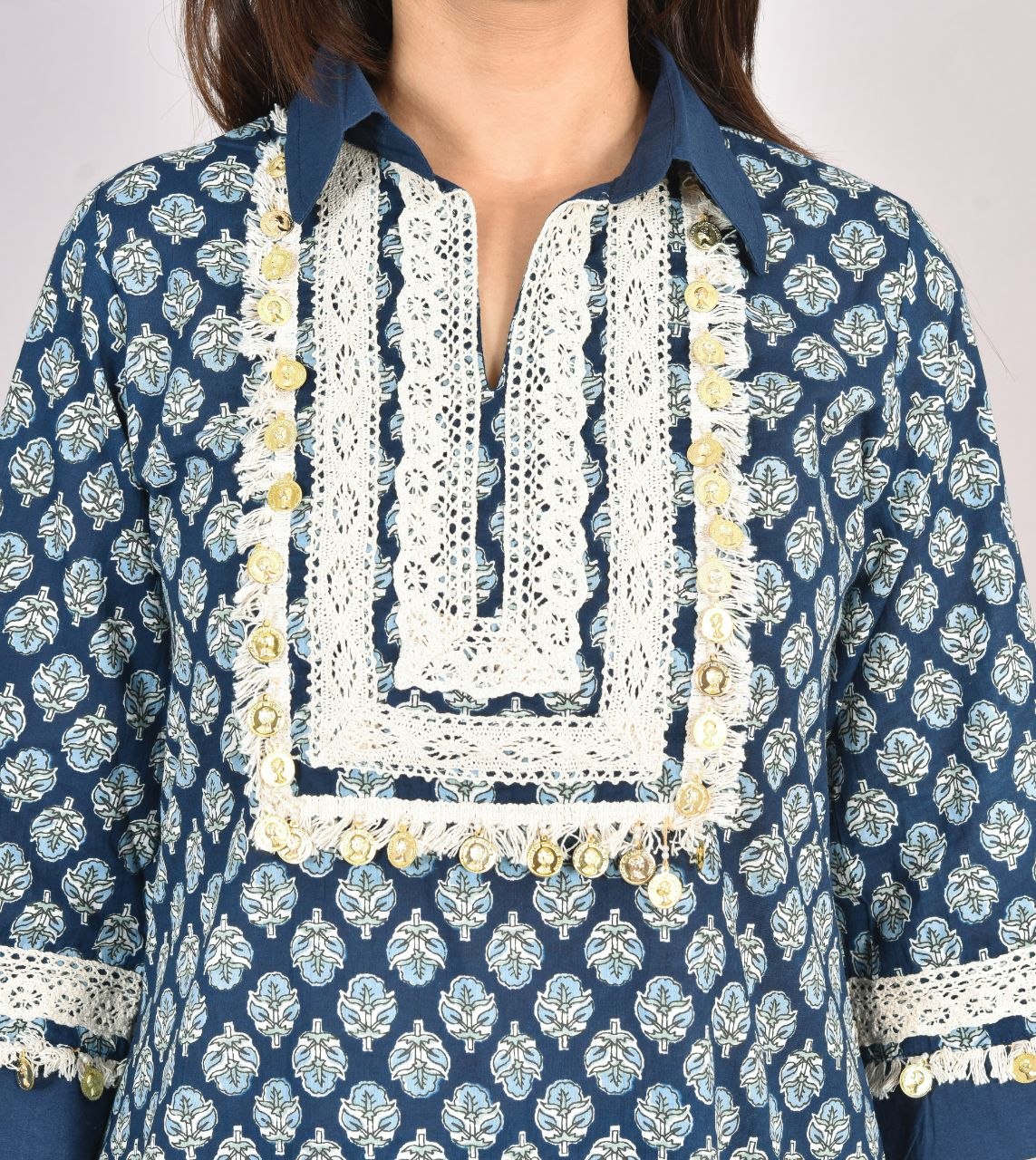 Indigo Bagroo Lace Co-Ord Set