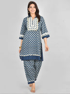 Indigo Bagroo Lace Co-Ord Set
